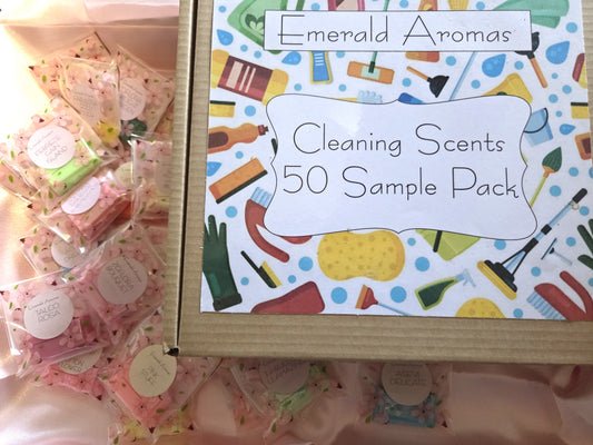 Ultimate Wax Melt Sample Box With 50 Samples Cleaning Scents