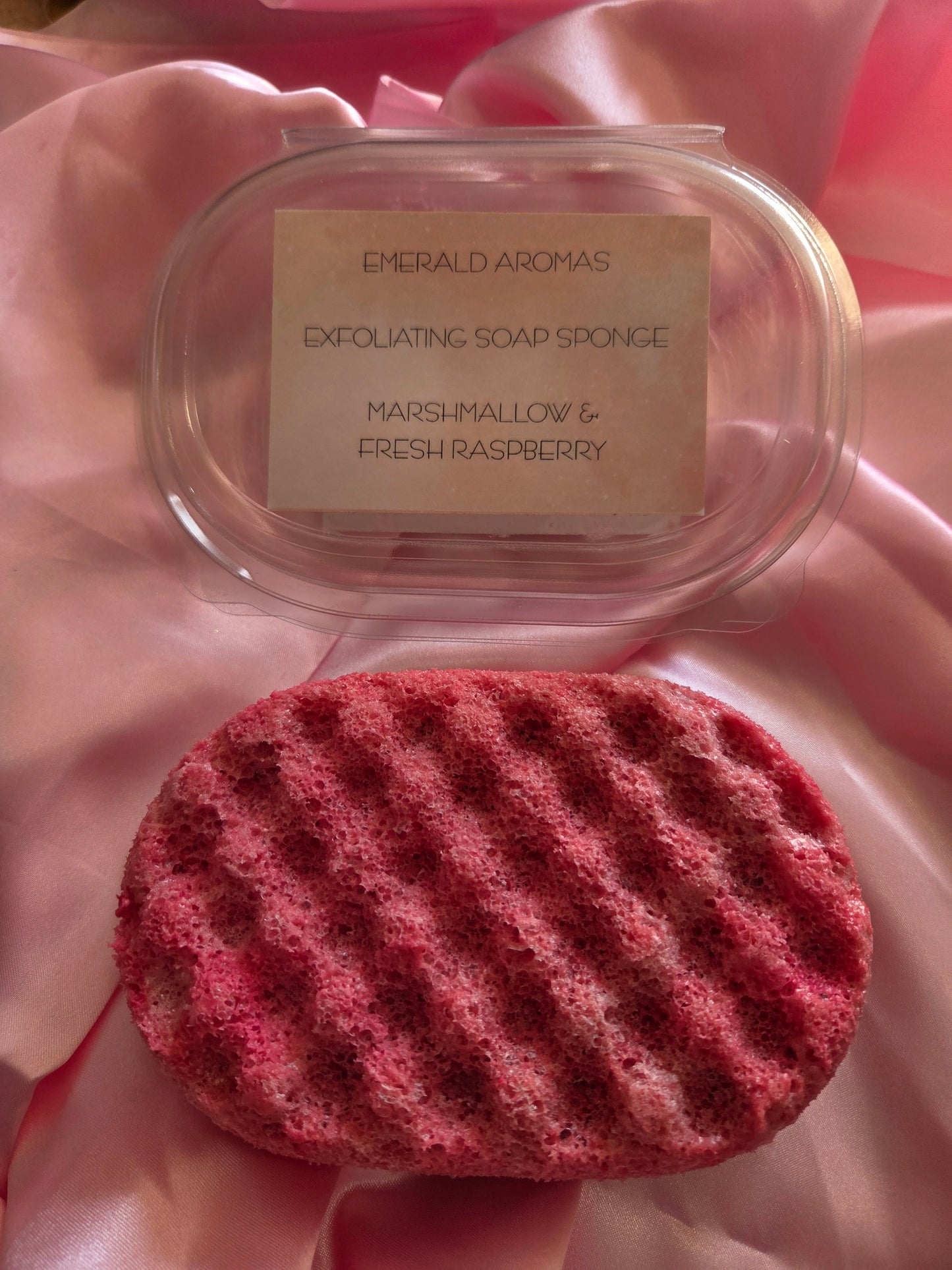 Marshmallow & Fresh Raspberry Exfoliating Soap Sponge Large 150g