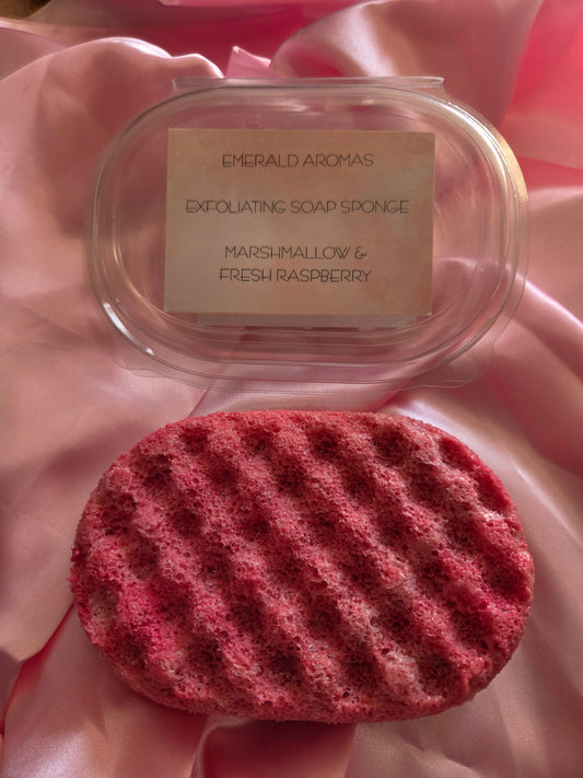 Marshmallow & Fresh Raspberry Exfoliating Soap Sponge Large 150g